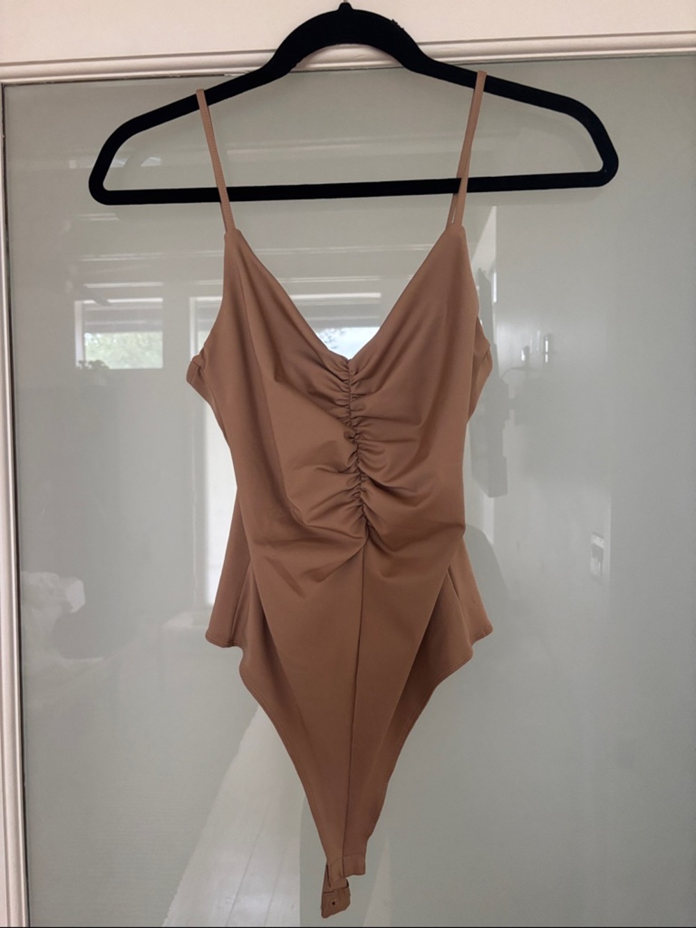 H&M Nude Tan Ruched Bodysuit